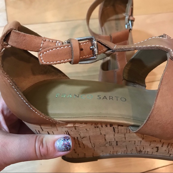 Franco Sarto Brown Leather Wedges 7.5 Falco Y2K - Picture 3 of 7